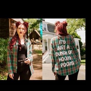 NEW Hocus Pocus Flannel Shirt by Cakeworthy Winifred 4XL Green Plaid Disney